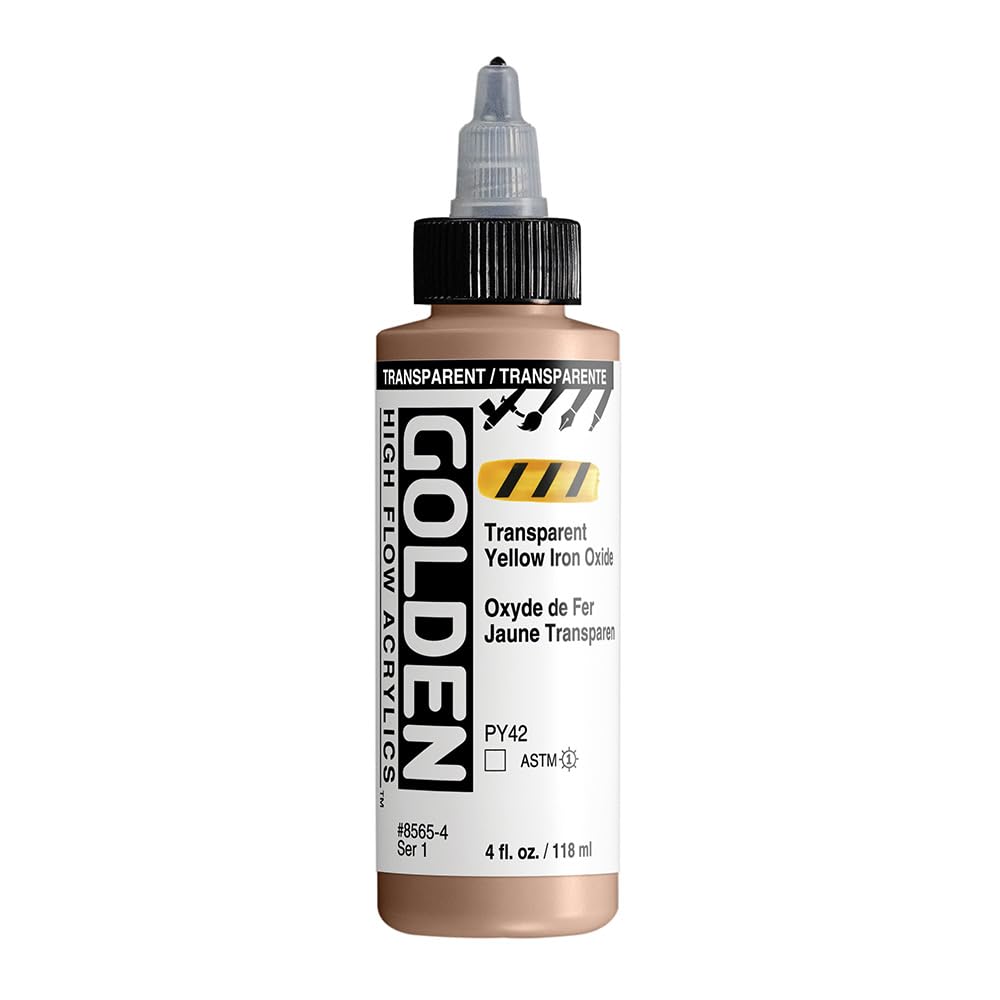 Golden 0008565-4 High Flow Acrylic Transparent Yellow Iron Oxide 4oz.