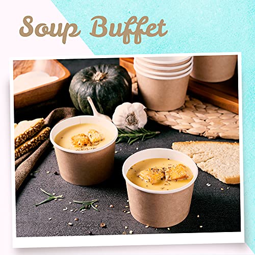 Image of MATICAN Paper Ice Cream Cups - 50-Count 9-Oz Disposable Dessert Bowls for Hot or Cold Food, 9-Ounce Party Supplies Treat Cups for Sundae, Frozen Yogurt, Soup, Brown