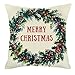 MENOLY Świąteczna poszewka na poduszkę 'Merry Christmas' wieniec z jagodami poszewka na poduszkę bawełna len poszewki na poduszki kanapy poszewka na poduszkę 45 x 45 cm na dekoracje świąteczne