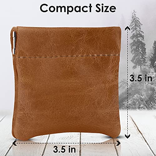Image of Nabob Leather Genuine Leather Squeeze Coin Purse, Coin Pouch Made IN U.S.A. Change Holder For Men /Woman Size 3.5 X 3.5