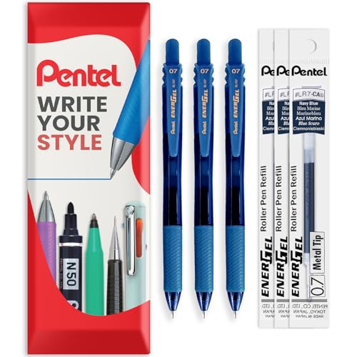 Bolígrafos Retráctiles Pentel Energel X BL107 Gel 0.7mm Pack 3+3
