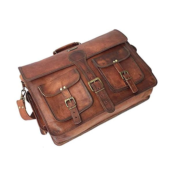 cuero Leather Messenger Bag for Men, 18 Inch Laptop Bag, Crossbody Bag Men, Vintage Handmade Leather Satchel Bag Men, Full Grain Business Briefcase Shoulder Bag for Office/Work/Travel - Dark Brown - Image 4
