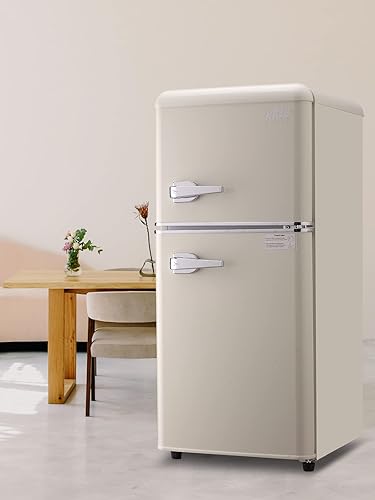 Miniatura 7 de Mini refrigerador compacto de 3.5 pies cúbicos con congelador, termostato ajustable de 7 niveles con estantes extraíbles, refrigerador pequeño para
