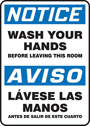 Panneau signalétique de lavage des mains bilingue rigide pour protocole sanitaire