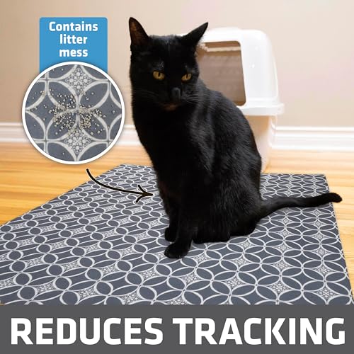 Image of Drymate Cat Litter Box Mat, Litter Trapping Mat, Waterproof, Urine-Proof, Absorbent, Machine Washable, Soft on Paws, Contains Mess, Protects Floors, Kitten Supplies, Indigo Grey, 29x36 XL