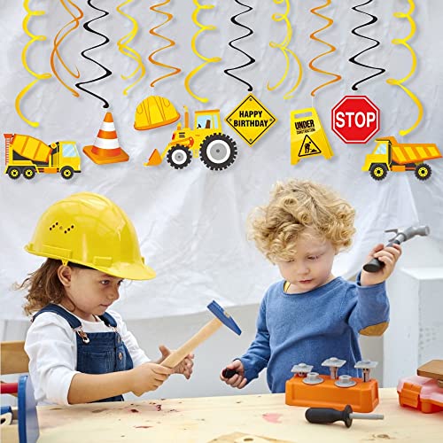 Kristin Paradise 30Ct Construction Hanging Swirl Decorations, Construction Trucks Birthday Theme Streamers, Traffic Zone Party Supplies, Kids Boy Toddler First Favors, Stop Sign Worker Decor - image 3