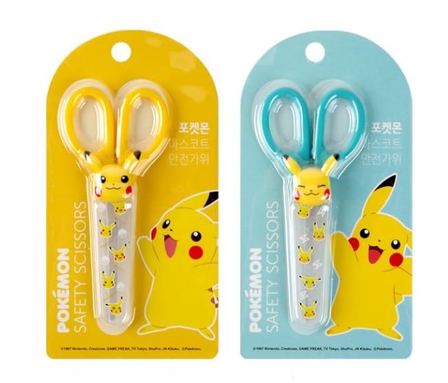 1 Count Pikachu Safety Scissors with Cover (Yellow or Blue will be sent randomly)