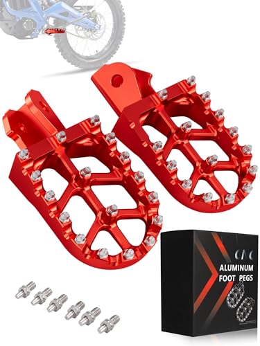 JFG RACING Dirt Bike Foot Pegs,MX Foot Pedals Rests CNC for CRF150F CRF230F 2003-2019/Sur Ron/Surron/X160/X260/KDX200 1983-1994 - Red