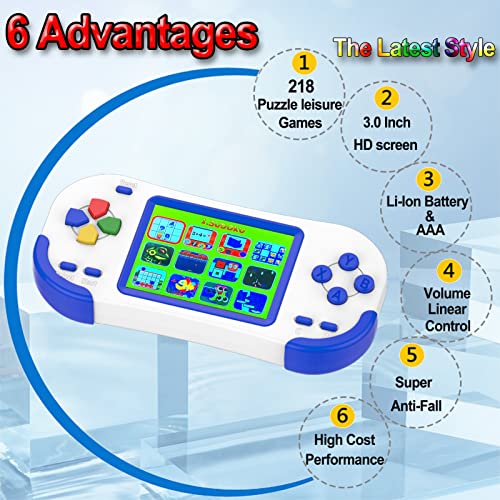 Beijue Handheld Games for Kids Adults 3.0'' Large Screen Preloaded 218 Classic Retro Video Games Seniors Rechargeable Electronic Game Player Birthday Xmas Present (Blue) - Image 3