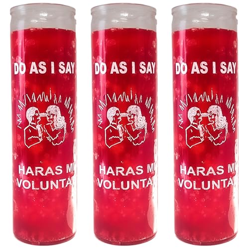 7 Day Candle Do As I Say - Alleged Haras Mi Voluntad Red Color Glass Jar Candle 3-Pack