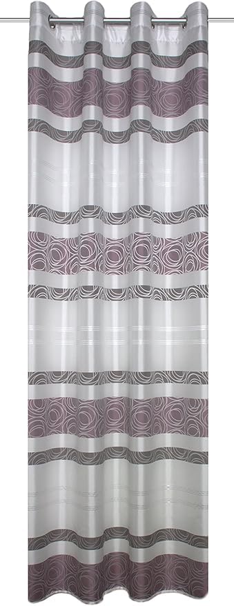 BB-Toy-Trades Fertigschal mit Ösenschal Gardine Vorhang Fenstergardine gestreift 1 Stück Blickdicht mit Querstreifen BxH 140 x 245 cm in Farbe Mauve