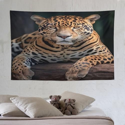 Tapisserie Léopard PAZZK 150×230cm | Tenture Murale Rectangulaire Salon
