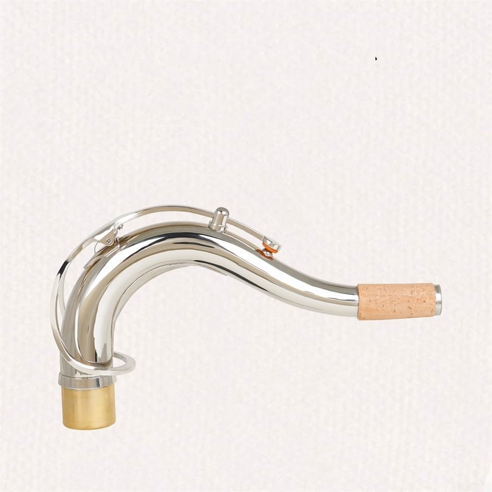 Col Courbé en Laiton pour Sax Ténor Bb 27.5mm(Silver) | Laiton massif, design courbé, diamètre 27.5mm, compatible ténor Bb, résonance supérieure