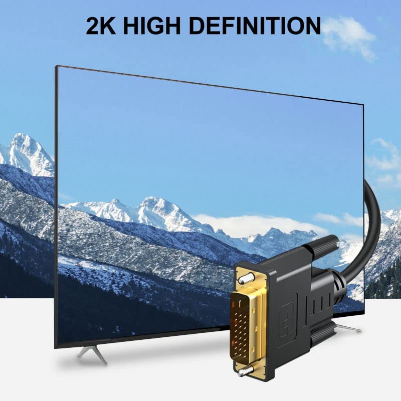 Cable DVI a DVI de 6 pies, paquete de 5 unidades, DVI a DIV-D 24+1 cable de doble enlace macho a macho, compatible con video para juegos, DVD, portátiles, HDTV y proyector y más (5.9 ft, negro) 3