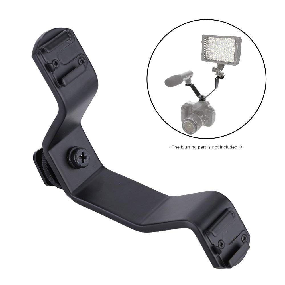 Staffa Flash Hot Shoe In Alluminio - Doppia Prolunga Per Luci LED E Microfoni, Nero