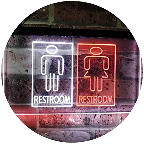 ADVPRO Restroom Male Female Boy Girl Toilet Dual Color LED Neon Sign White & Orange 300 x 210mm st6s32-i3029-wo — image 1
