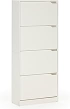 Angel Shoe Cabinet 4 Doors White for 24 Pairs, 63 cm (Width) 24 cm (Depth) 150 cm (Height)
