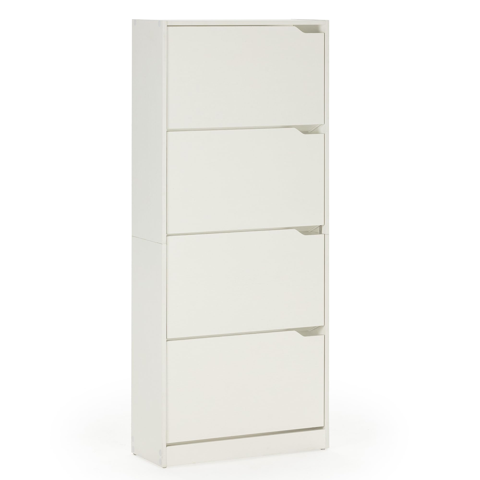 HOMN LIVING Scarpiera Ángel con 4 porte, Bianco, Mobili Ausiliari, 63 cm (larghezza) 24 cm (profondità) 150 cm (altezza)