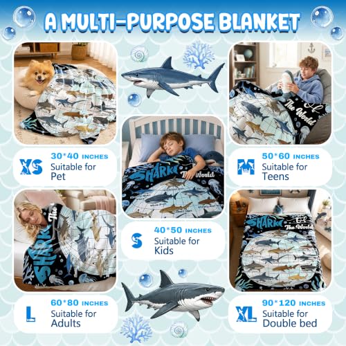Xvx-Boom Shark Throw Blanket, Whale Shark Blanket, Fish Gift 40"x50" - image 6