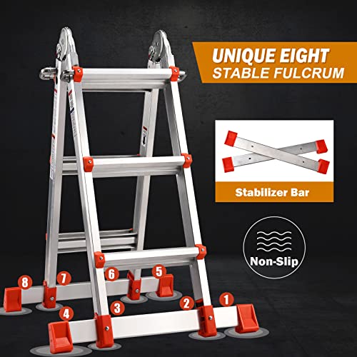 Soctone 3Step Ladder, Telescoping Ladder for Household or Outdoor Work