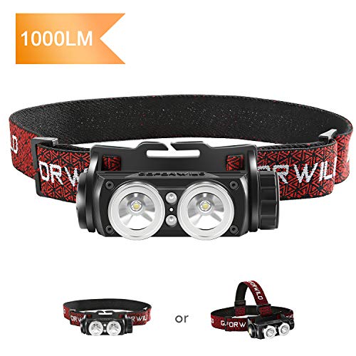 Lockable Rechargeable Headlamp,1000 Lumen LED Work Headlight with Motion Sensor, Powered with 18650
