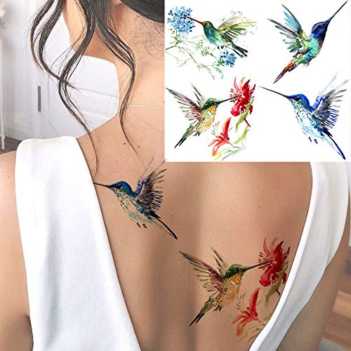 Fanrui FANR007 15 Sheets Fanrui 3D Watercolor Hummingbird Temporary Tattoos thumb #4