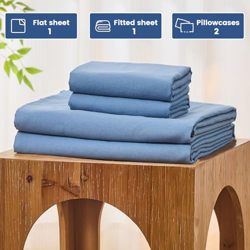 Image of Bedlifes 100% French Linen California King Bed Sheet Set - 16 inch Deep, 4Pcs | Soft & Durable, Breathable & Cooling, Pure Flax Linen, OEKO-TEX Certified, Moisture-Wicking, Easy Care, Machine Washable