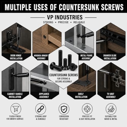 Image of By inchVP INDUSTRIES inch (Pcs-25) M6x12 mm CSK Phillips Head Screw Stainless Steel | Countersunk Head Screws,Fully Thread,Machine Thread