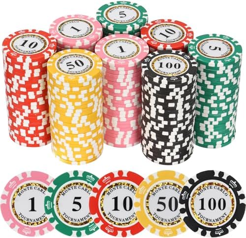 Clay Poker Chips 13.5 Gram Numbered Blackjack Chips Set 200pc Casino pokers Chips Denomination Casino Chips Texas Holdem Chip Bulk Poker Chips Gaming Board Games Cube Night Black Jack