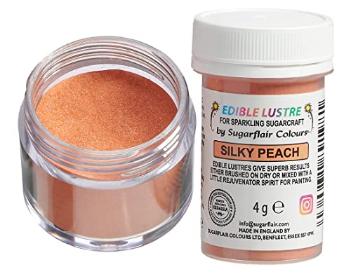Sugarflair Edible Lustre Peach - Colorante Alimentario, Polvo Brillante Comestible para Tartas, Pasteles, Cupcakes, Magdalenas, Chocolate, Pastelería, Helados, Postres, Cócteles - 4g