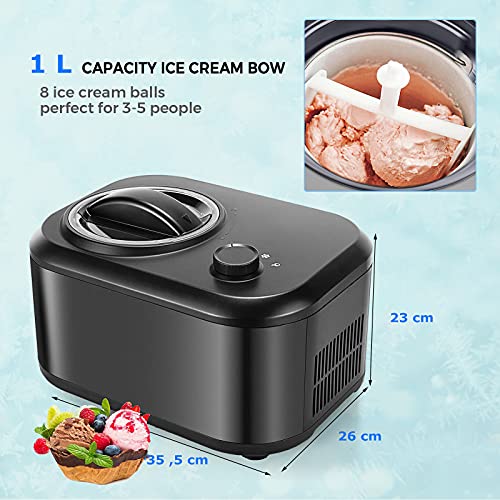 RELAX4LIFE 1 L Eismaschine Elektrisch, Eiscrememaschine mit 100 W selbstkühlendem Kompressor,3 Modi, inkl. Löffel… – Bild 6