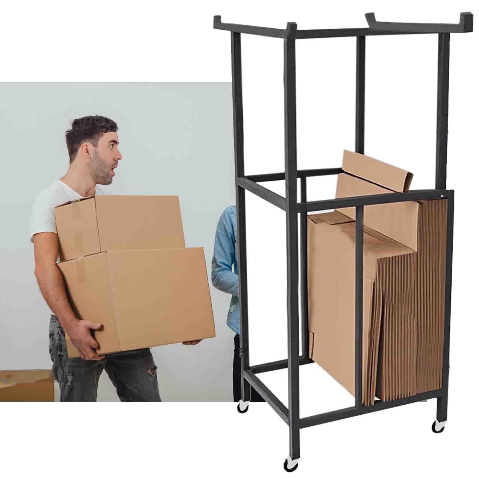 Carro para cajas de cartón estantería portátil de 40x50x130cm para almacenamiento con ruedas