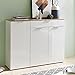 Produktbild Kommode Sideboard VICTORIA-01 in Hochglanz weiß, Navarra Eiche, mit 2 Türen und Schubkasten, B x H x T 89 x 105 x 40 cm