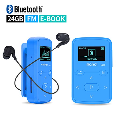 Mymahdi Clip Musical Sport, Lecteur MP3 Bluetooth 24 Go LCD écran Radio FM