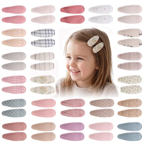 50Pcs Toddler Baby Girl Snap Hair Clips 2.16 Inch Small Barrettes Hair Accessories for Girls Kids with Cute Floral Print Birthday Gifts