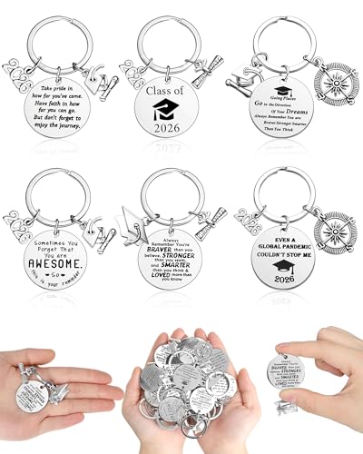 Sasylvia 12 Pcs 2026 Graduation Compass Keychain Bulk Inspirational Gift
