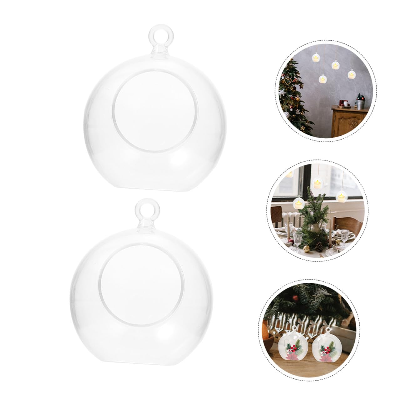 SOIMISS Bolas de Decoración Navideña Transparentes de Plástico Huecas para Rellenar 20 Piezas de 8 CM Abertura Adornos Colgantes para Fiestas Bodas y Ambiente Festivo