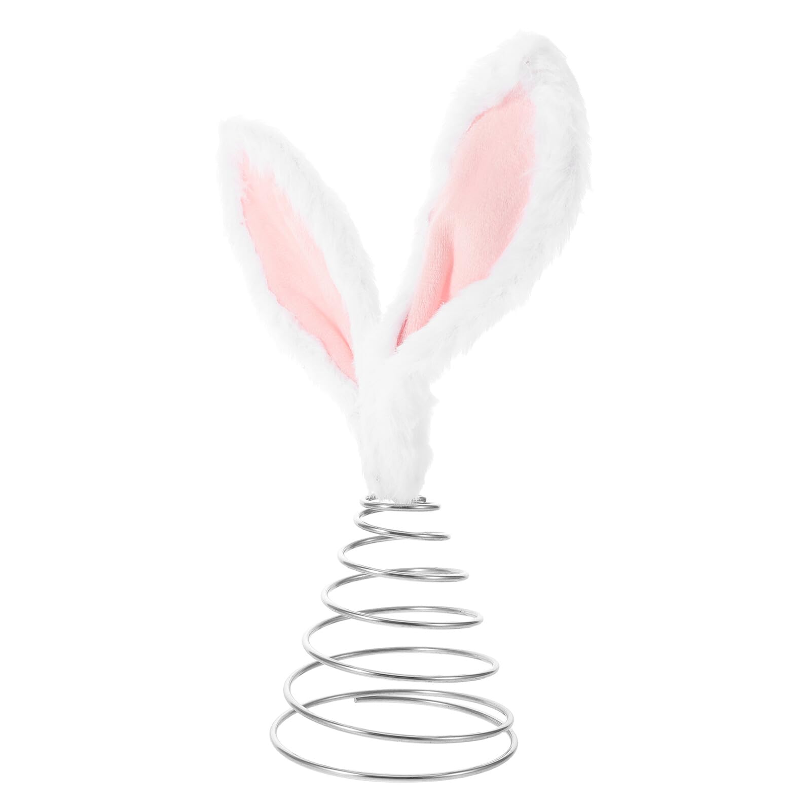 Adorno para árbol de Navidad con orejas de conejo de peluche y espiral metálica flexible