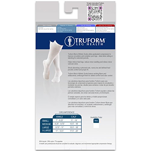 image for Truform Men's 15-20 mmHg Knee High Cushioned Athletic Support Compress