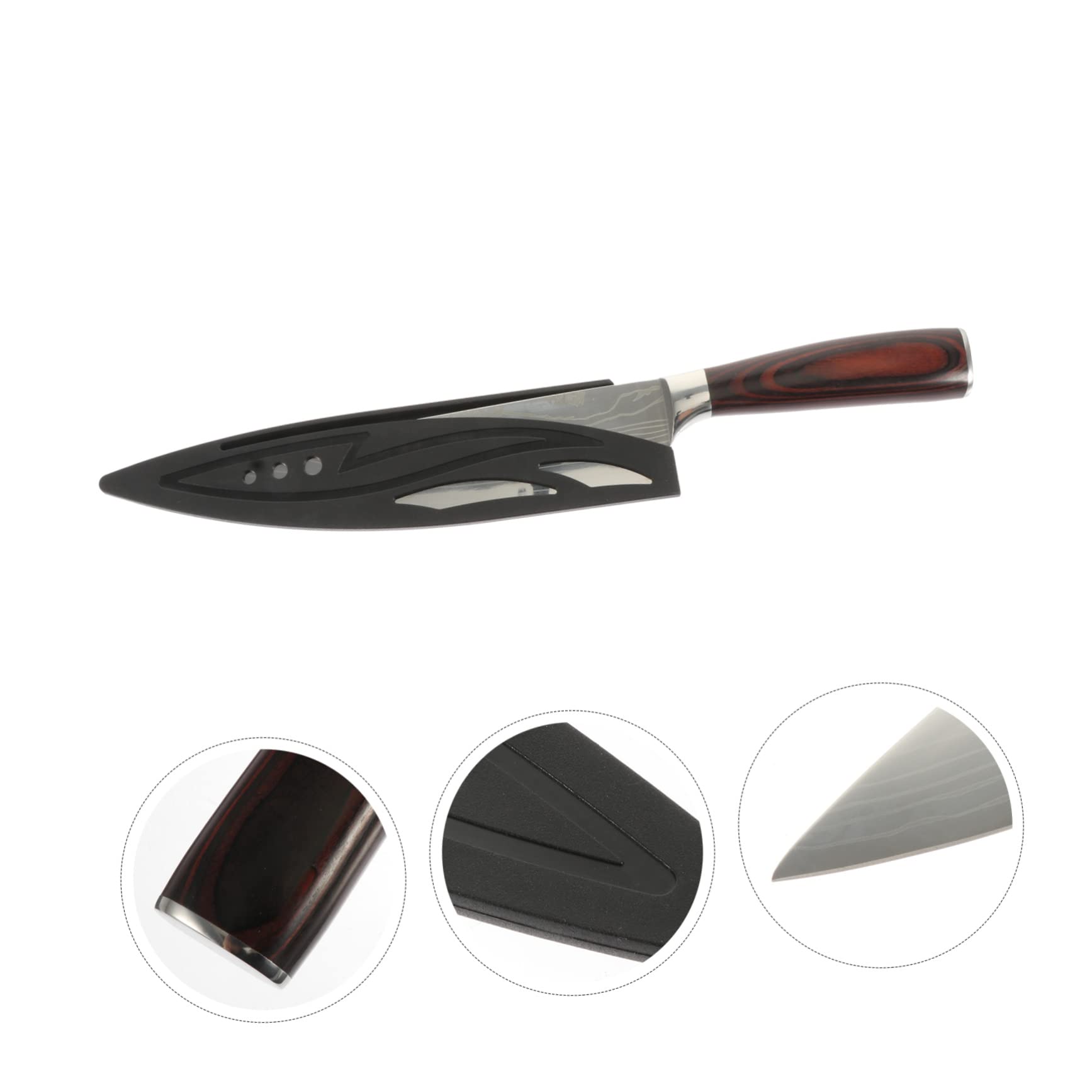 Cuchillo Chef Japonés Mango de Madera Negro para Cocina | Acero, Superficie Lisa y Empuñadura Antideslizante, Uso en Hogar y Restaurante