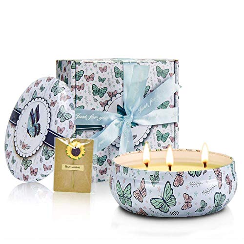 Scented Candles, 13.5oz, Natural Soy Wax Scented Candles Gift Candles Travel Tin, 3 Wick Candles with Fragrance of Spring, Gifts for Women Relaxation, Indoor and Outdoor