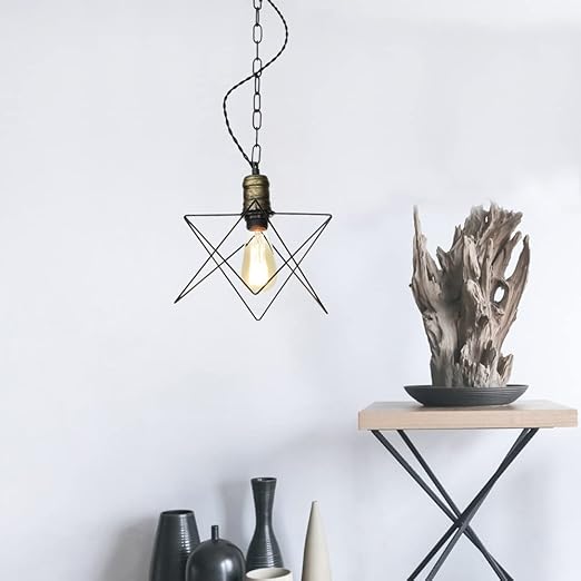 Mjsdjof Retro geometrie hangende ketting-hanger verlichtingsarmatuur voor keuken en eetkamer, E26 / E27 medium basis, metalen constructie, lamp niet inbegrepen photo 2