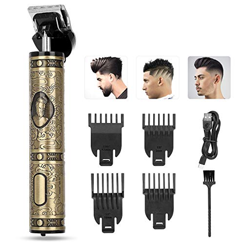 Electric Hair Clippers For Men, Hair Trimmer For Men, Clippers For Hair Cutting Kit, YESMET Cordless Zero Gapped Trimmer Hair Clipper With T Blade Trimmer 4 Guide Combs For Barber Bald Head (a bronze)