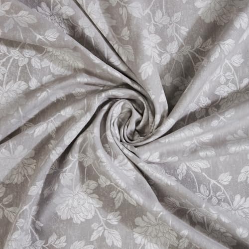 Image of haus & kinder Printed Jacquard Window Curtain 5 Feet Long Pack of 1 Window Curtain, 5 Feet Curtain for Window (Chateau Rose, Moonbeam Nature Design 130x152 CM)