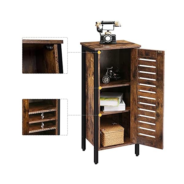 HOOBRO Storage Cabinet, Bathroom Floor Standing Cabinet, Small Sideboard, Tall Side Cabinet, Kitchen Cupboard with Door, Adjustable Shelves, for Living Room, Hallway, Bedroom, Rustic Brown EBF17CW01 - Image 5