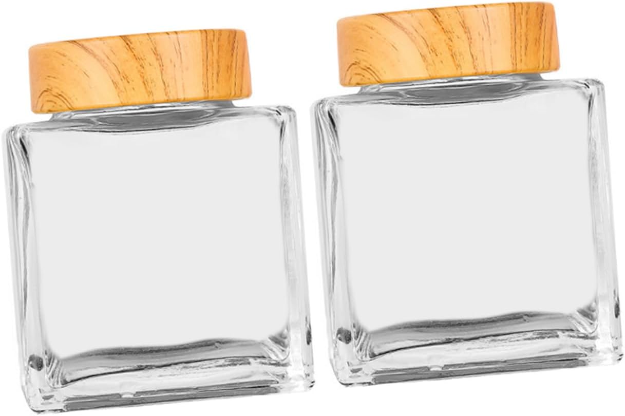 MAGICLULU 2pcs Glass Honey Container with Wood Lid, 280ml Leakproof Xmas