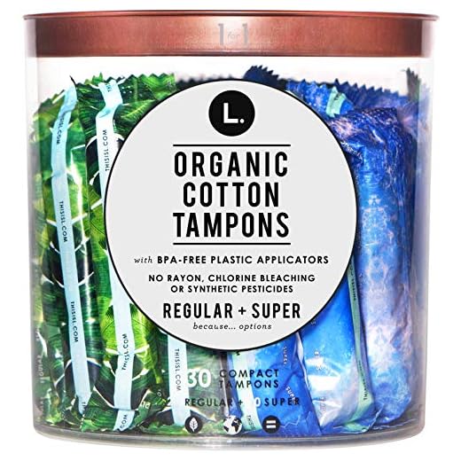 L. Organic Cotton Regular and Super Absorbency Compact Tampons Multipack 30 Count