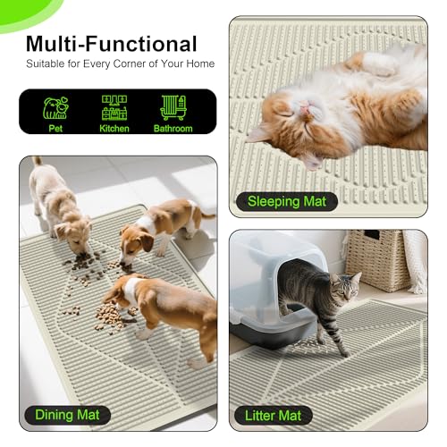 Image of Mofason Cat Litter Mat XXL, Pearl Waterproof Litter Box Mats Extra Large | Washable 38 inchx25 inch silicone kitty litter box mat for floor; jumbo extra large pet trapping rug pad, cat litter matt easy clean