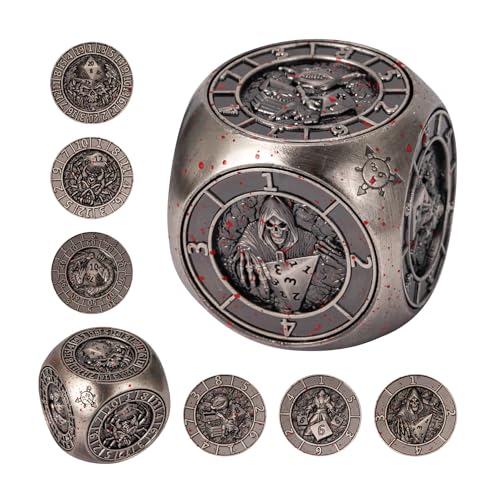 IUSTIDIE Metal Dice Spinner All-in-1 DND Spinner Dice Cube D&D Set