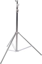 Gugxiom 9.8ft 3-Section Light Stand with Spring Cushion & Quick Lock Knob, Stainless Steel, 1/4" & 3/8" Screws for Flash, LED, Camera, Projector (Silver)